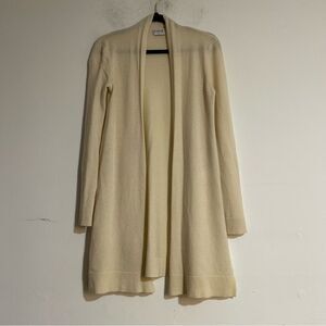 Barrow & Grove 100% Cashmere Open Front Longline Cardigan Neutral Classic Preppy